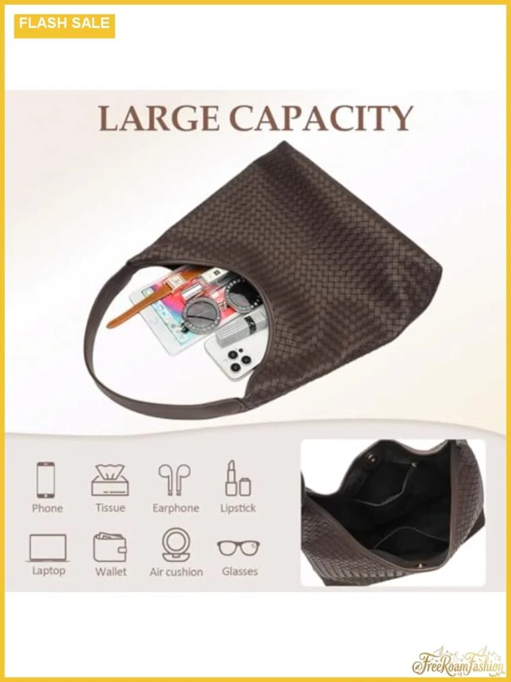 Woven Textured Vegan Leather Hobo Tote Bag Large Slouchy Purse for Women